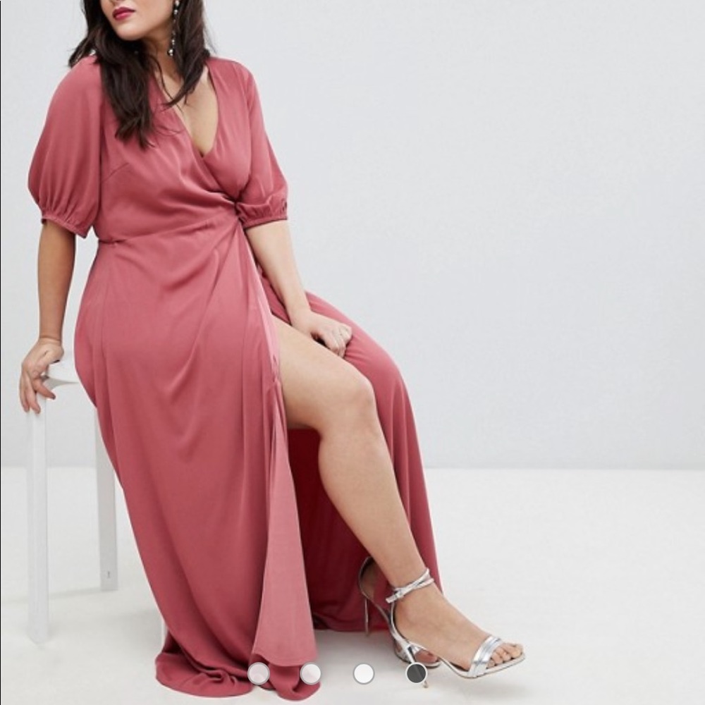 Fashion Union Maxi Wrap Dress With Balloon Sleeves